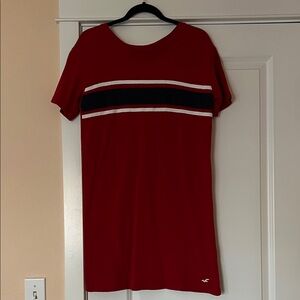 Hollister Red T-Shirt with Striped Detail